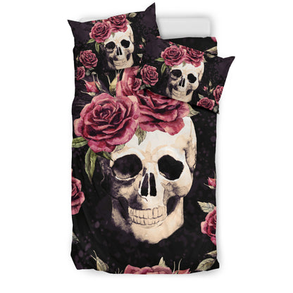 Vintage Flower Skull  Duvet Cover Set