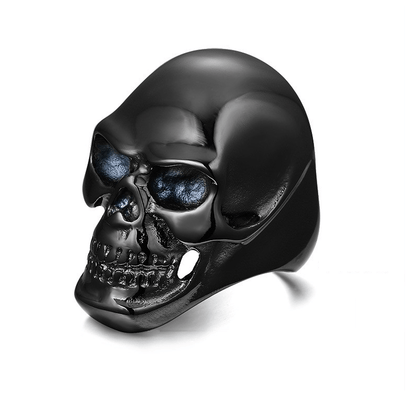 Black Gothic Skull Ring front