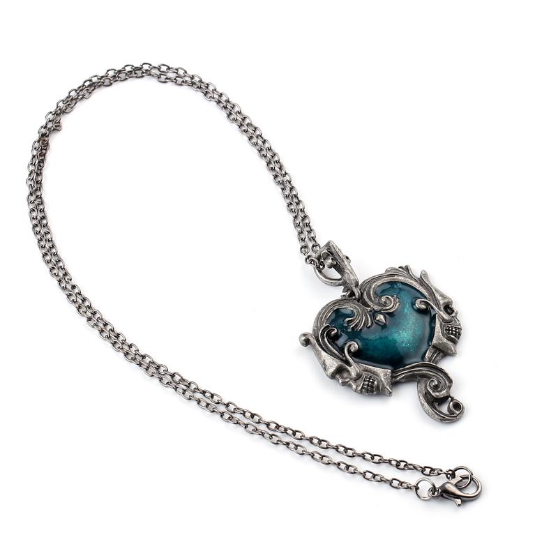 Gothic Skull Statement Necklace With Blue Stone