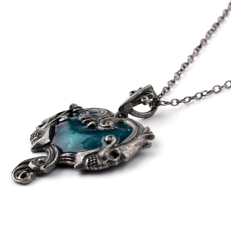 Gothic Skull Statement Necklace With Blue Stone