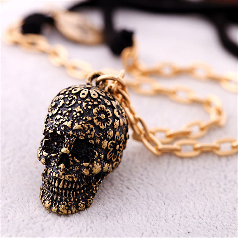 Golden Sugar Skull Necklace