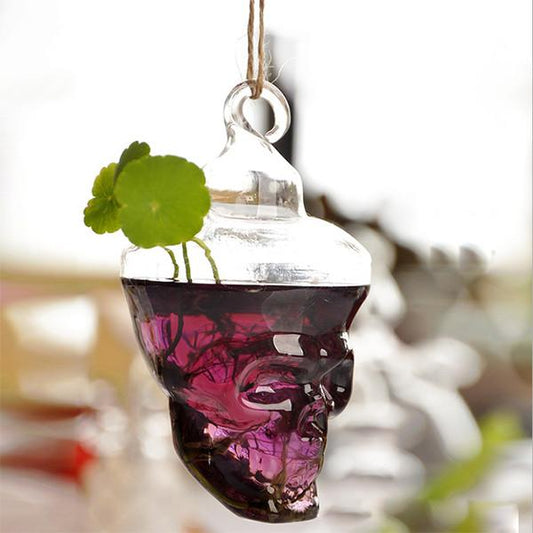 Skull Glass Plant Vase