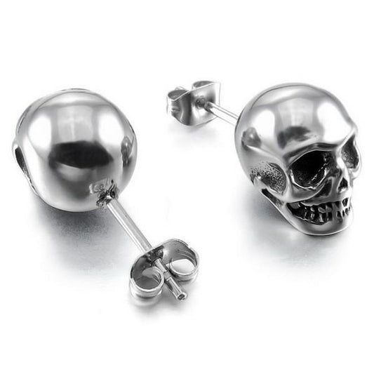 Rebel Stainless Steel Skull Earrings