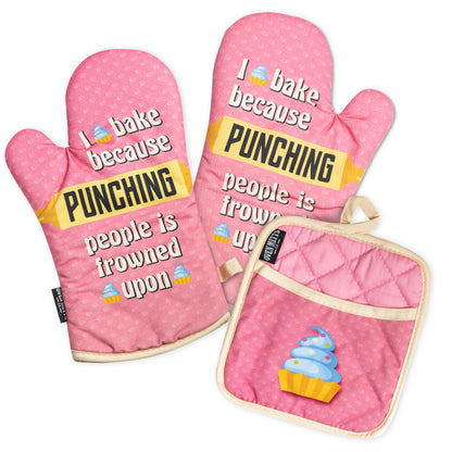 I Bake Because Oven Mitts And Potholder Set