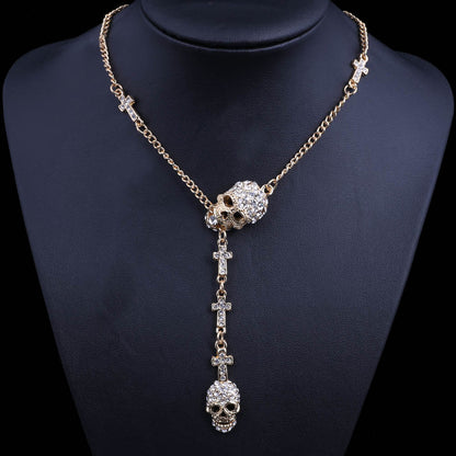 Skulls & Crosses Rhinestone Necklace