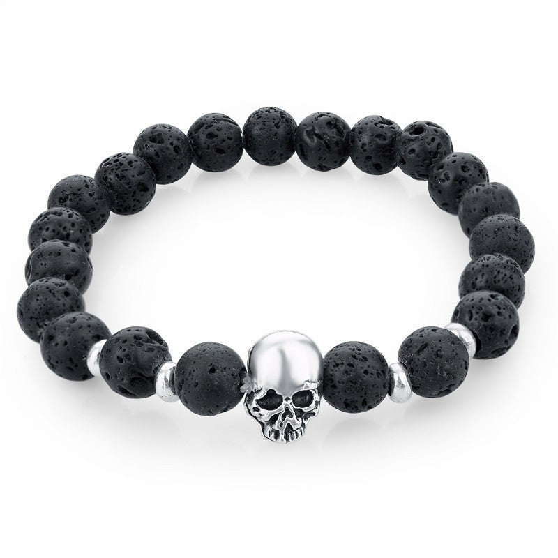 Natural Stone Skull Bracelet black