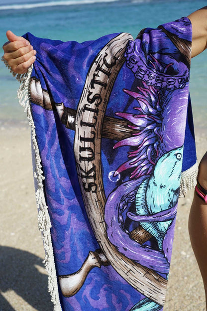 Skullistic Octopus Skull Round Blanket Towel