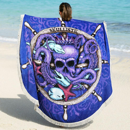 Skullistic Octopus Skull Round Blanket Towel