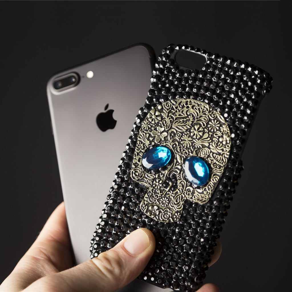 Sparkling Rhinestone Skull Face iPhone & Galaxy Cover