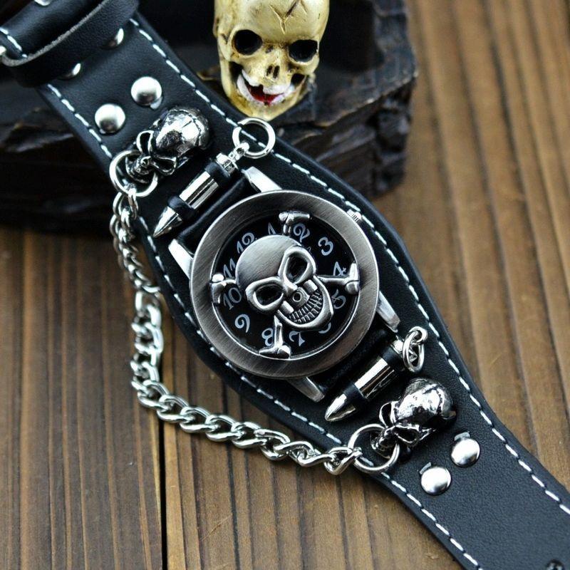 Black Bracelet Skull Watch