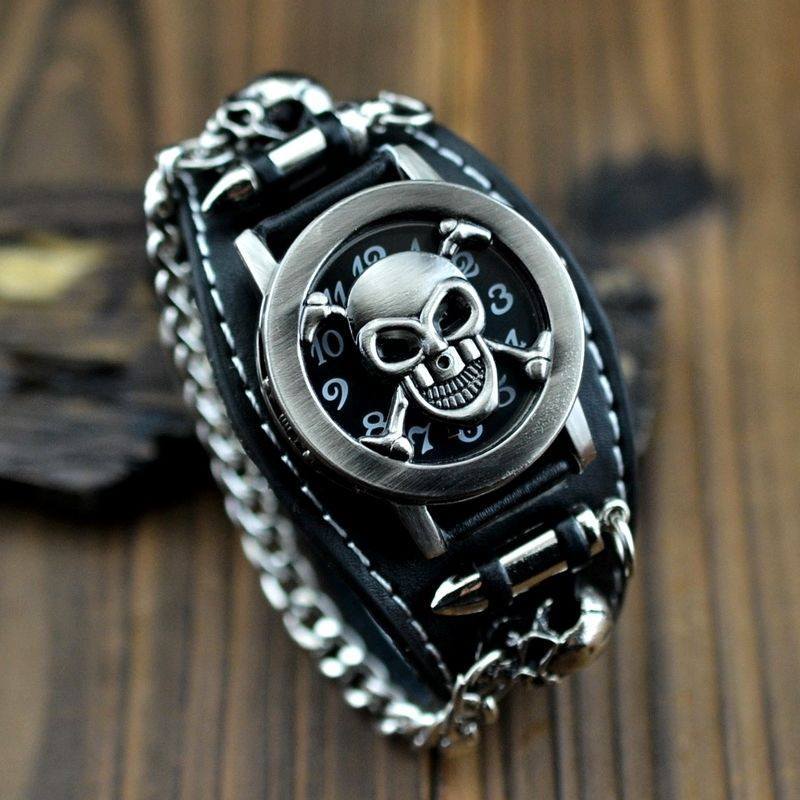 Black Bracelet Skull Watch