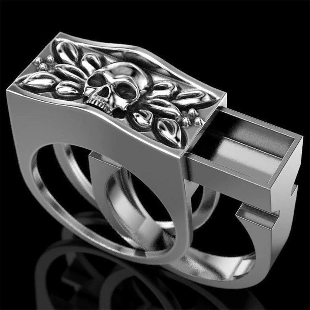 Skull Ring With Hidden Compartment