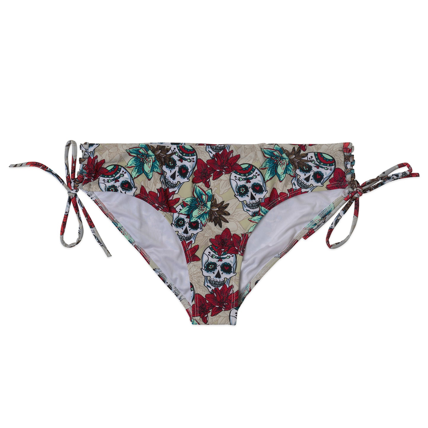 Sugar Skull Flowers Bikini Bottom