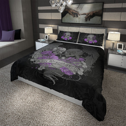 Love Beyond Death Skull Wings Duvet Cover Set