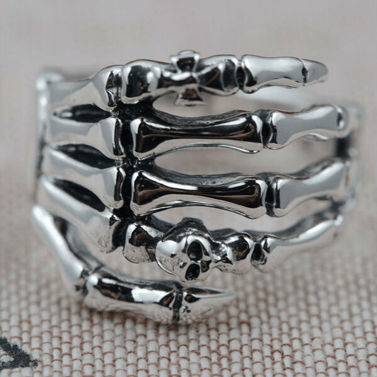 Sterling Silver Skull Hand Ring