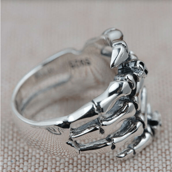 Sterling Silver Skull Hand Ring side