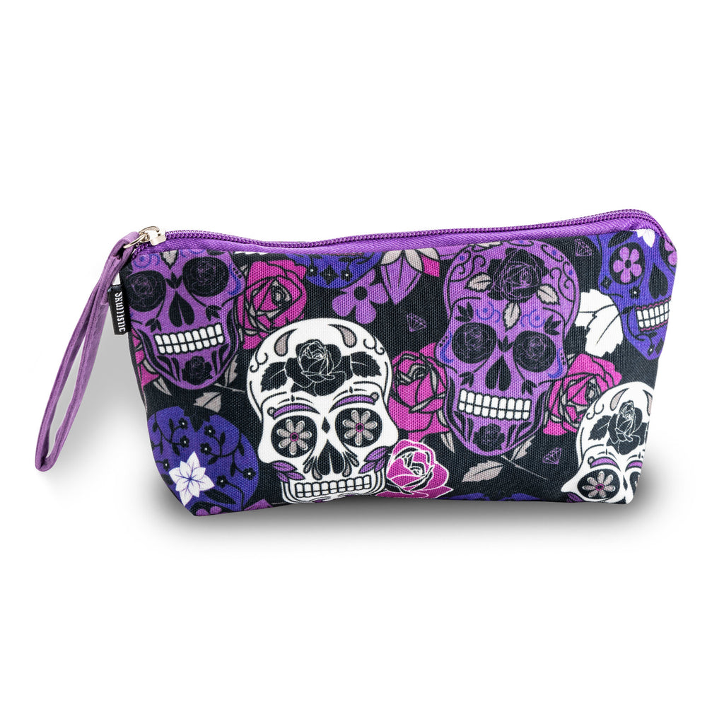 Sugar Skull Purple Makeup Bag