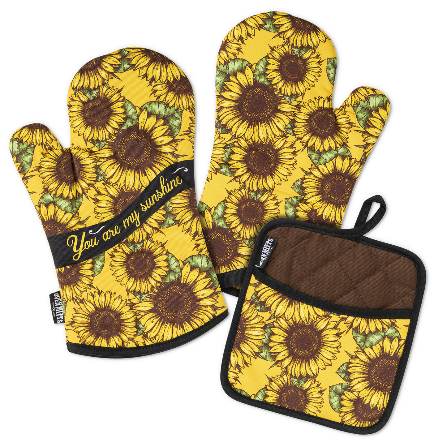 Sunflower You Are My Sunshine Oven Mitts And Potholder Set