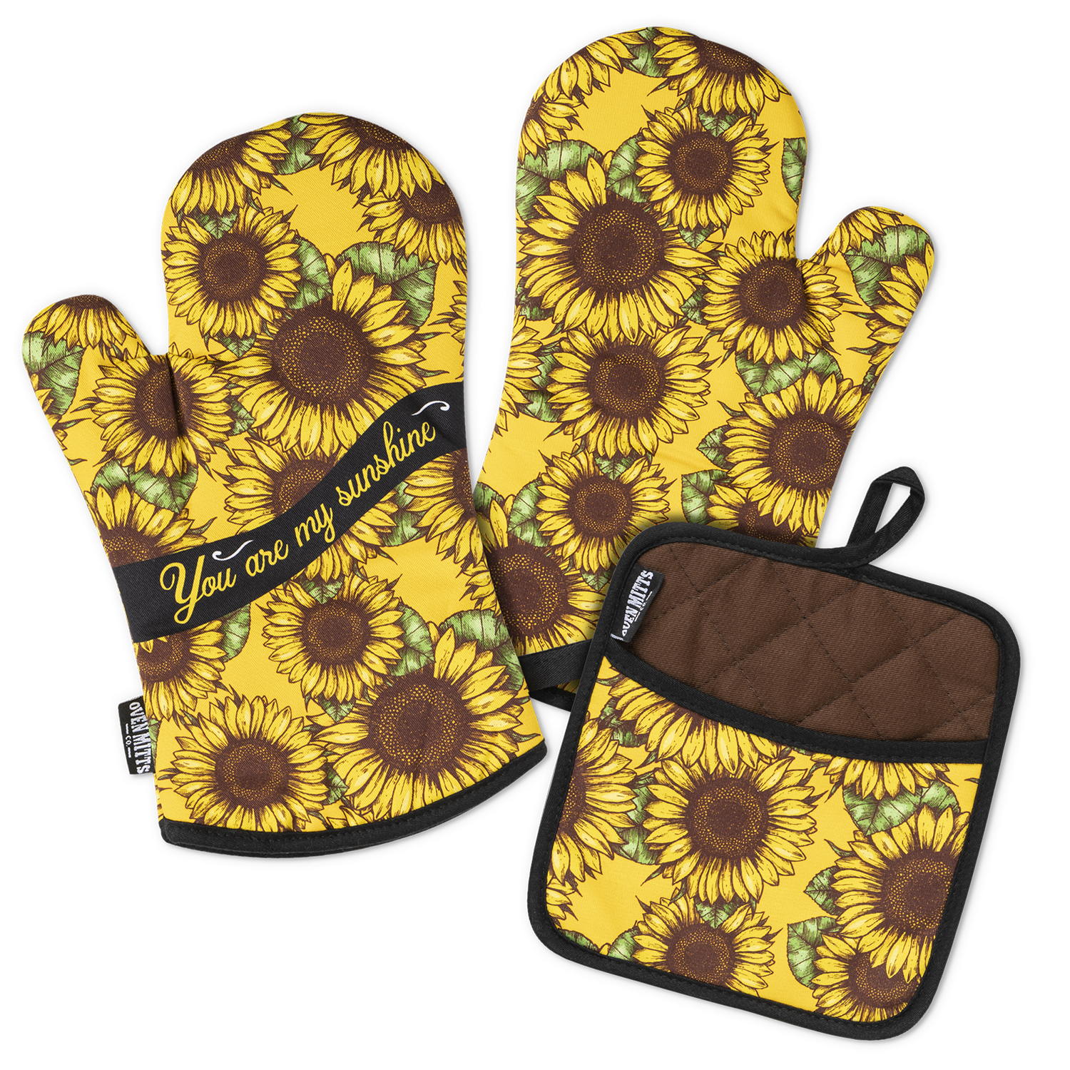 Sunflower You Are My Sunshine Oven Mitts And Potholder Set