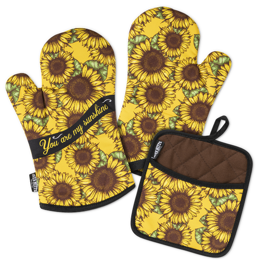 Sunflower You Are My Sunshine Oven Mitts And Potholder Set