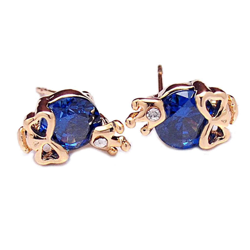 skull crown stud earrings blue