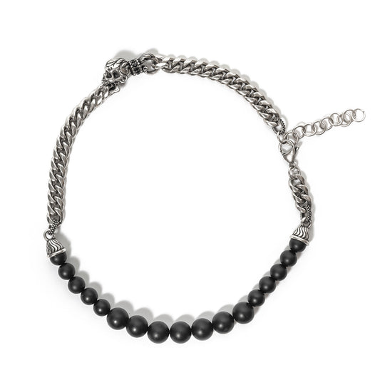 Skullistic Double Layer Obsidian Bracelet