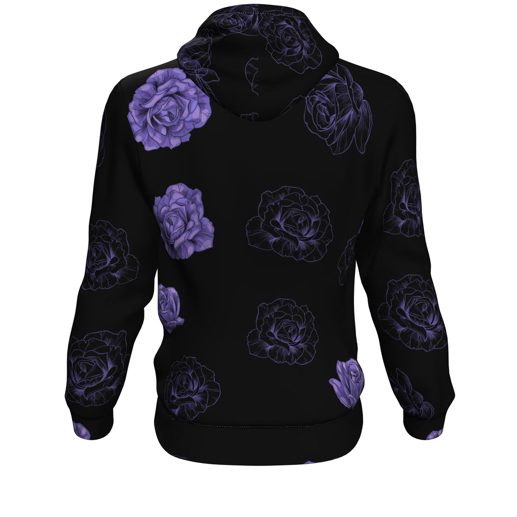 Purple Flower Skull All Over Print Unisex Hoodie