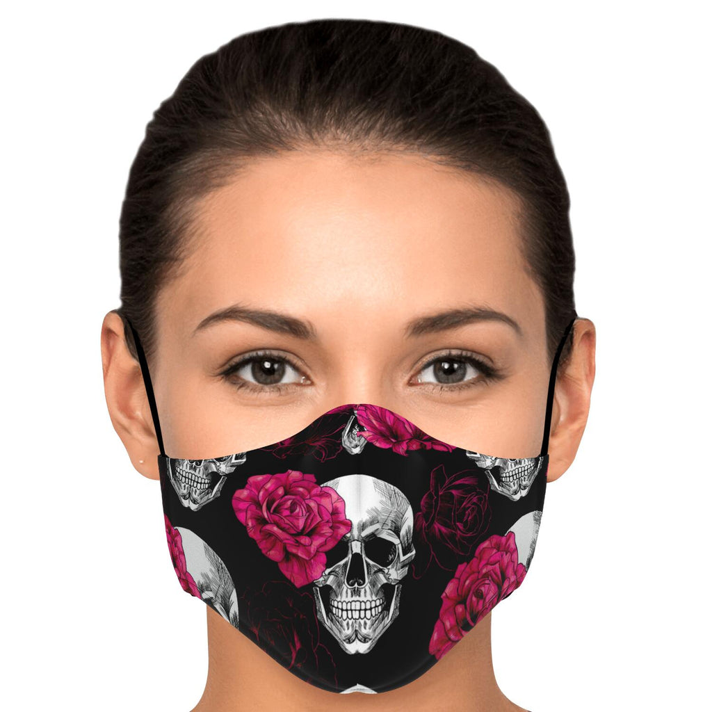 Rose Skull Pink Face Mask