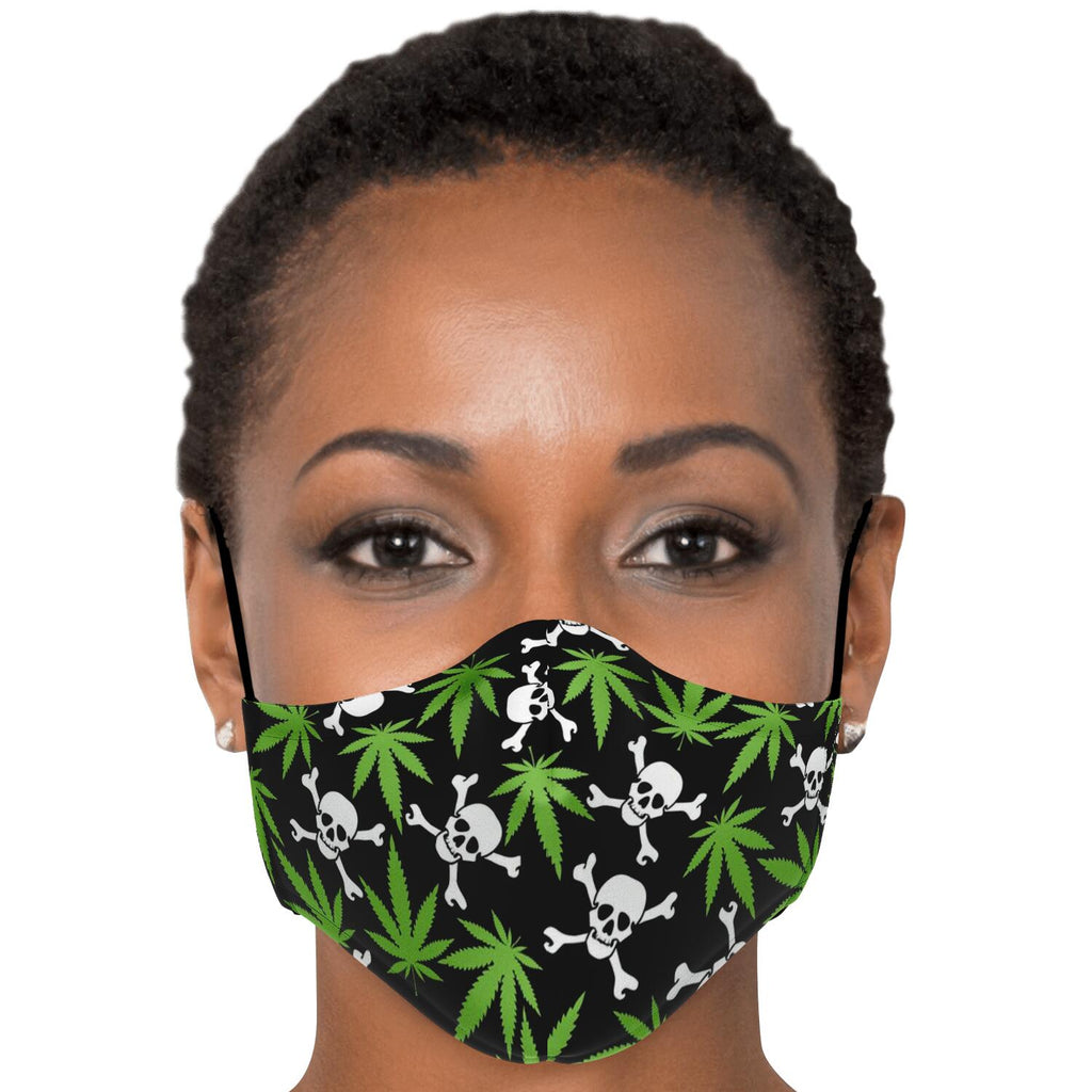 Marijuana Leaves And Skulls Face Mask