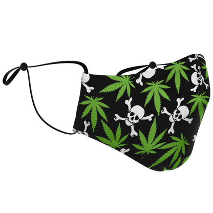 Marijuana Leaves And Skulls Face Mask