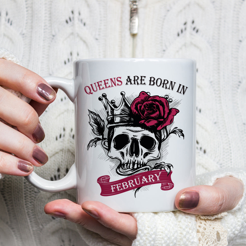 Queens Are Born In January-December Skull Mug
