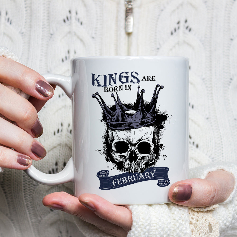 Kings Are Born In January-December Skull Mug