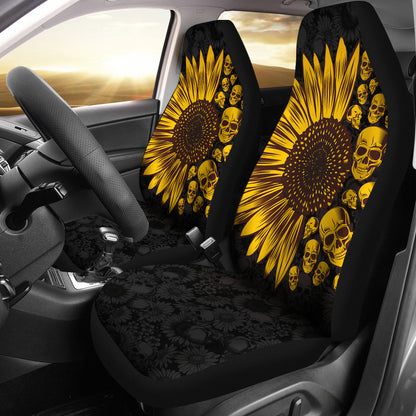 Sunflower Sunshine Skulls Car Seat Covers