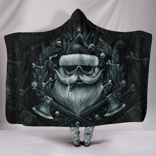 Smoking Santa Skull Hooded Blanket