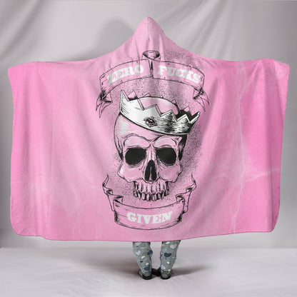 Zero F*ck Given Skull Pink Hooded Blanket