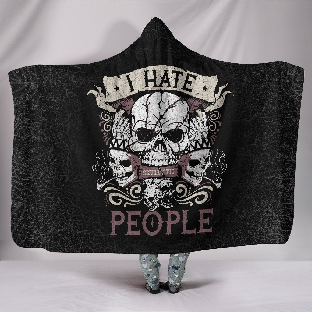 Skullistic I Hate People Hooded Blanket