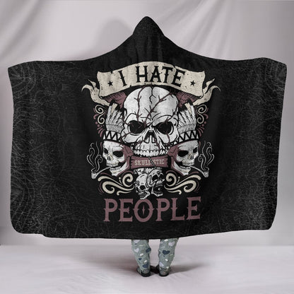 Skullistic I Hate People Hooded Blanket