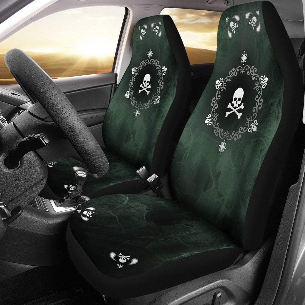 Skullistic Green Mandala Skulls Car Seat Covers