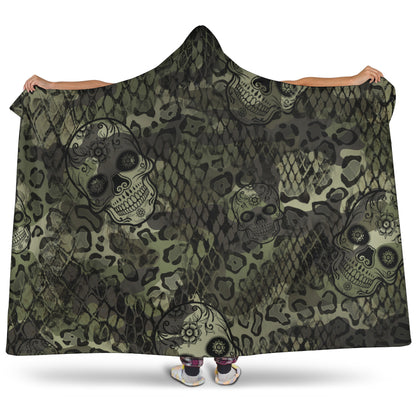 Animal Print Cammo Sugar Skulls Hooded Blanket