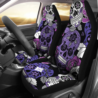 Sugar Skull Purple Car Seat Covers