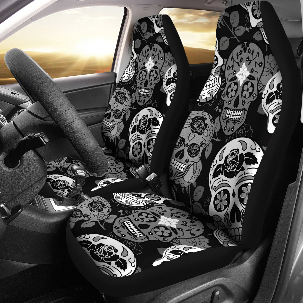 Skullistic Sugar Skulls Grey Car Seat Covers