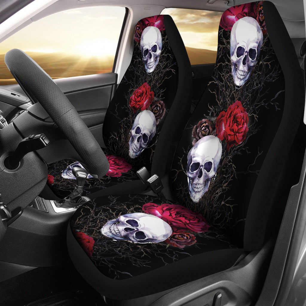 Skulls And Roses Car Seat Cover