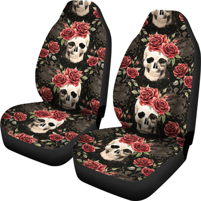 Vintage Flower Skull Car Seat Covers