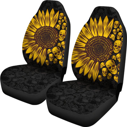 Sunflower Sunshine Skulls Car Seat Covers