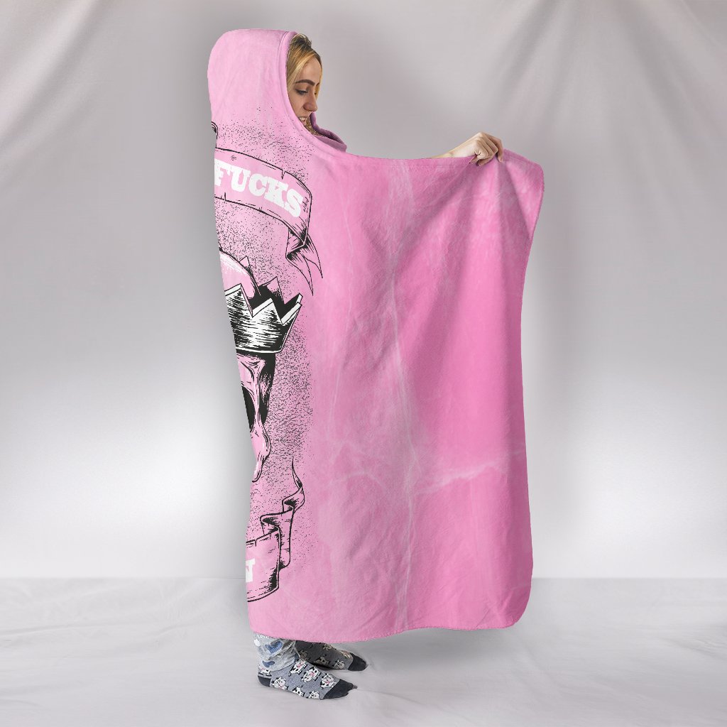 Zero F*ck Given Skull Pink Hooded Blanket