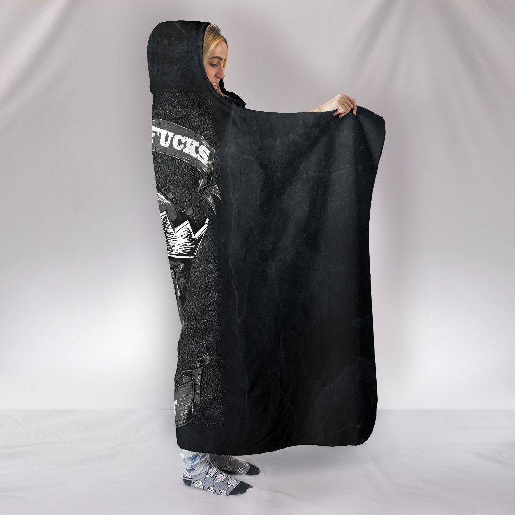 Zero F*ck Given Skull Black Hooded Blanket
