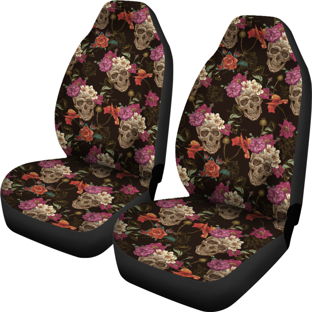 Skullistic Flower Skulls Pattern Car Seat Covers