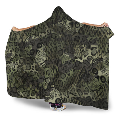 Animal Print Cammo Sugar Skulls Hooded Blanket