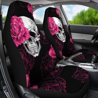 Pink Flower Skull Car Seat Covers