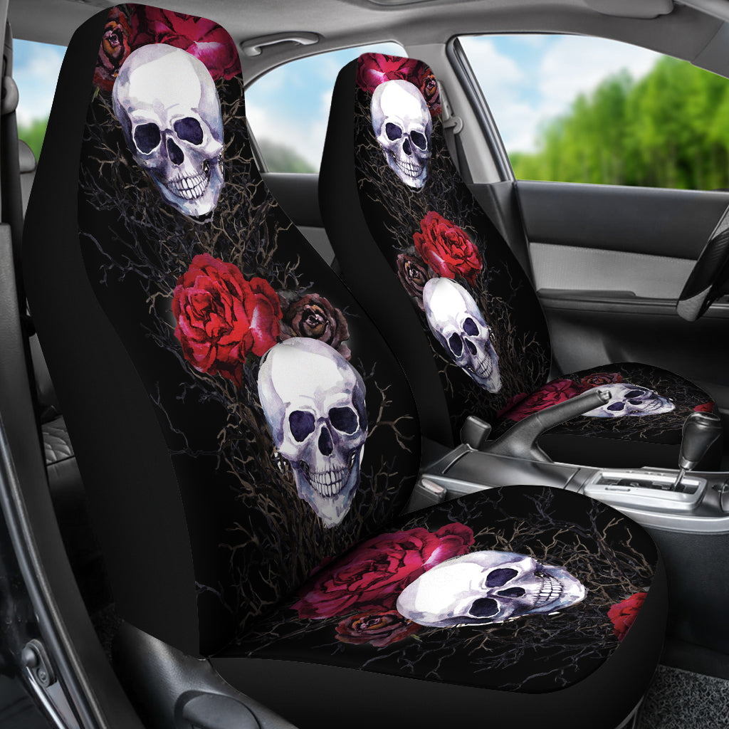 Skulls And Roses Car Seat Cover